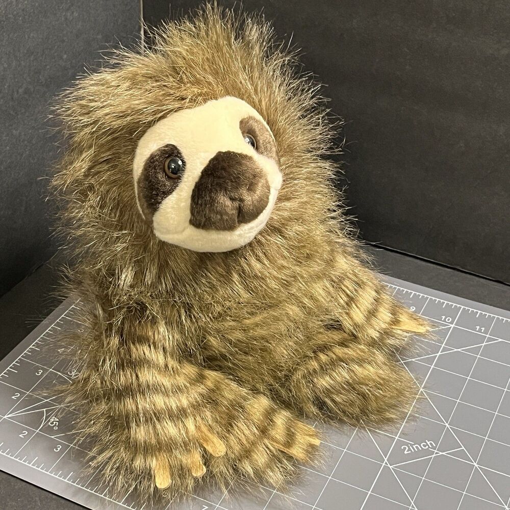 Aurora Luxe Boutique Mandra Sloth Long Hair Fur Brown Stuffed Toy Animal